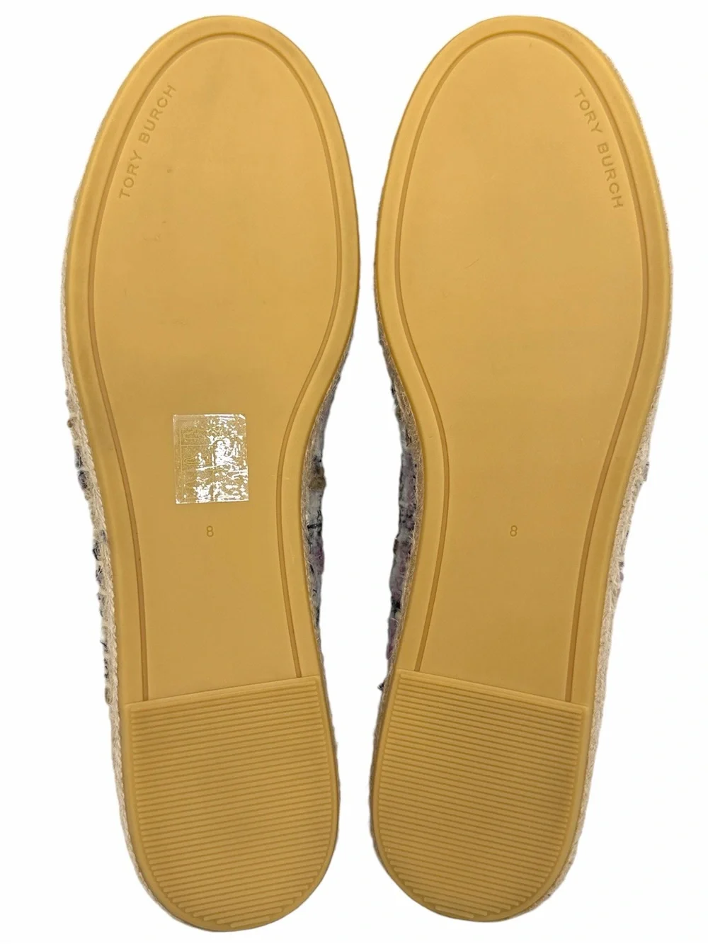 Tory Burch Everly Tweed Espadrille Slip-On Flats Double T Logo Size 8
